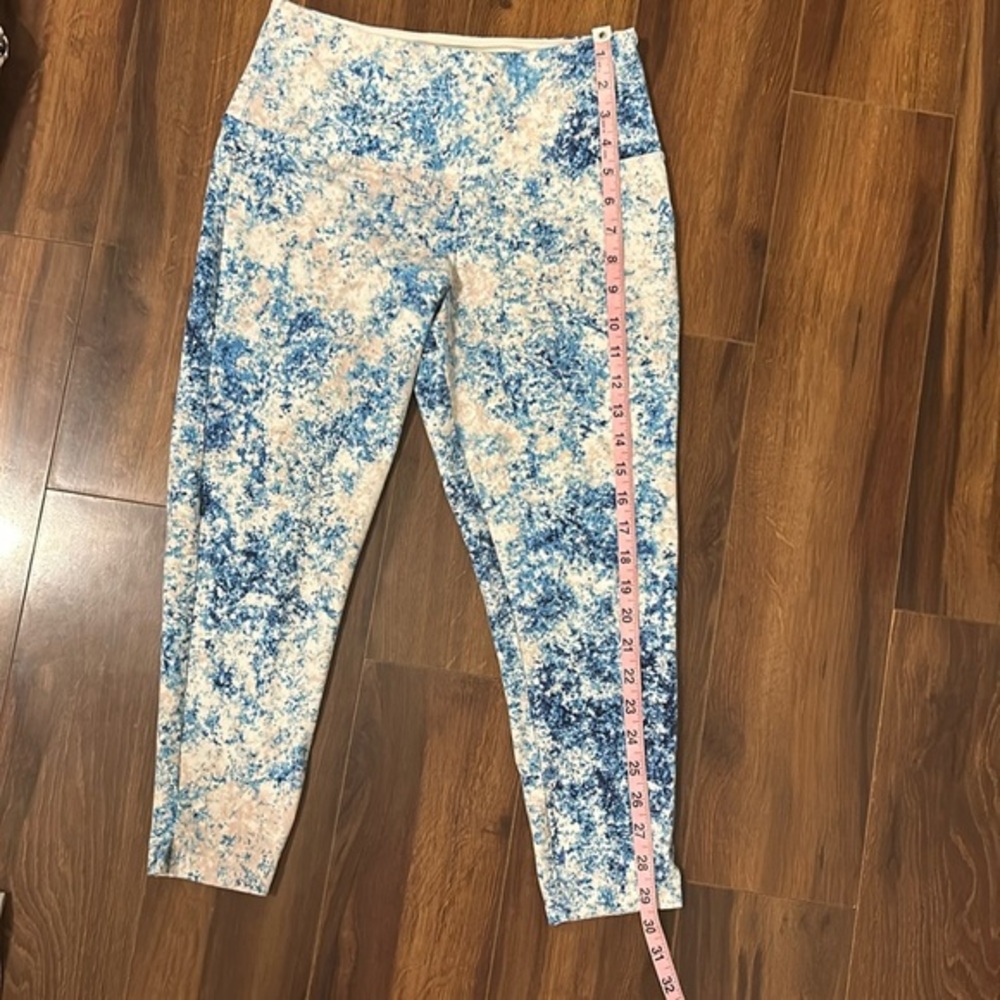 Lysse Basic Capri Legging Blue & Pink Tye-Dye Splatter Yoga Tights M - Picture 9 of 12